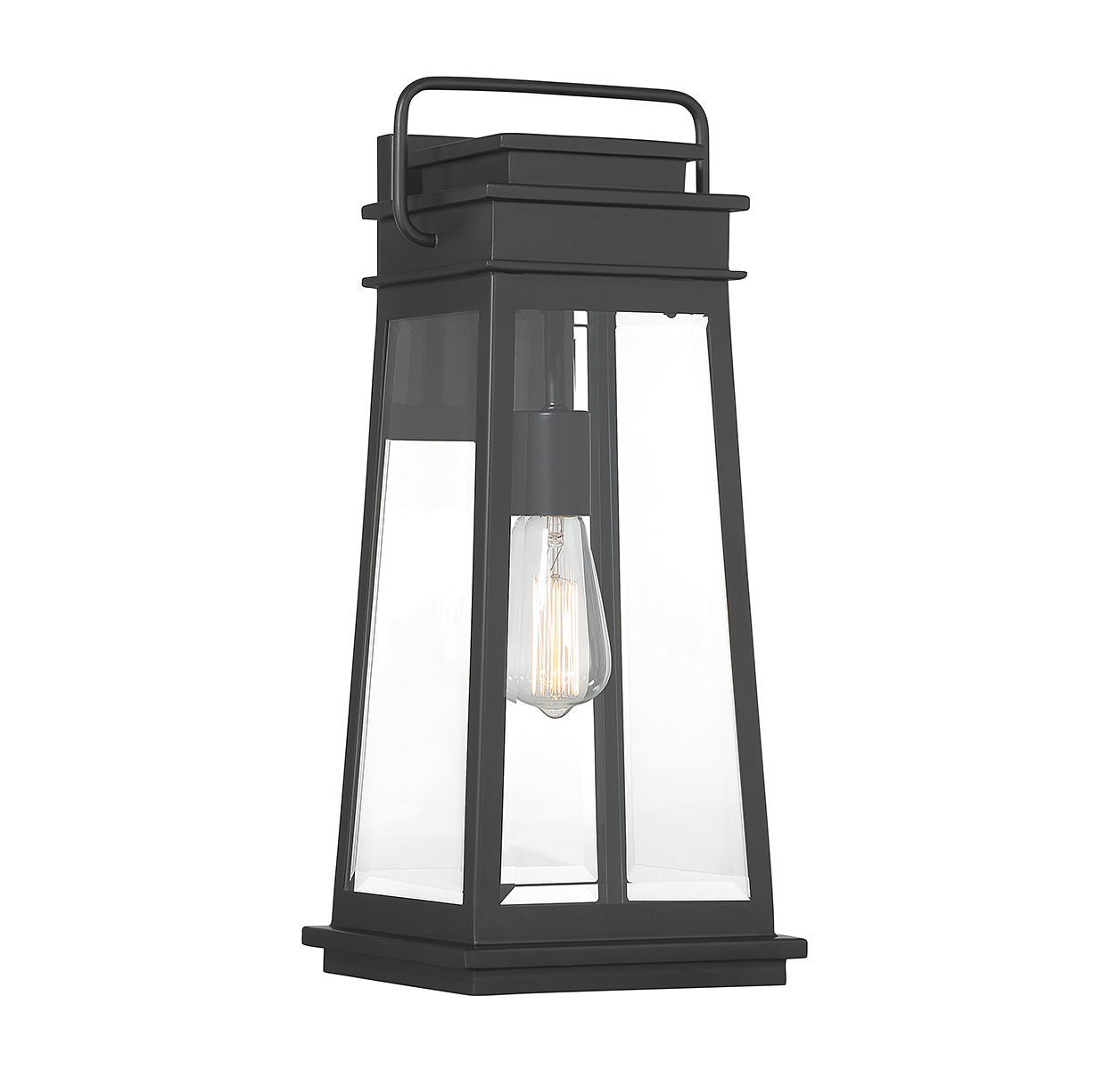 Matte Black One Light Outdoor Wall Lantern from the Boone Collection