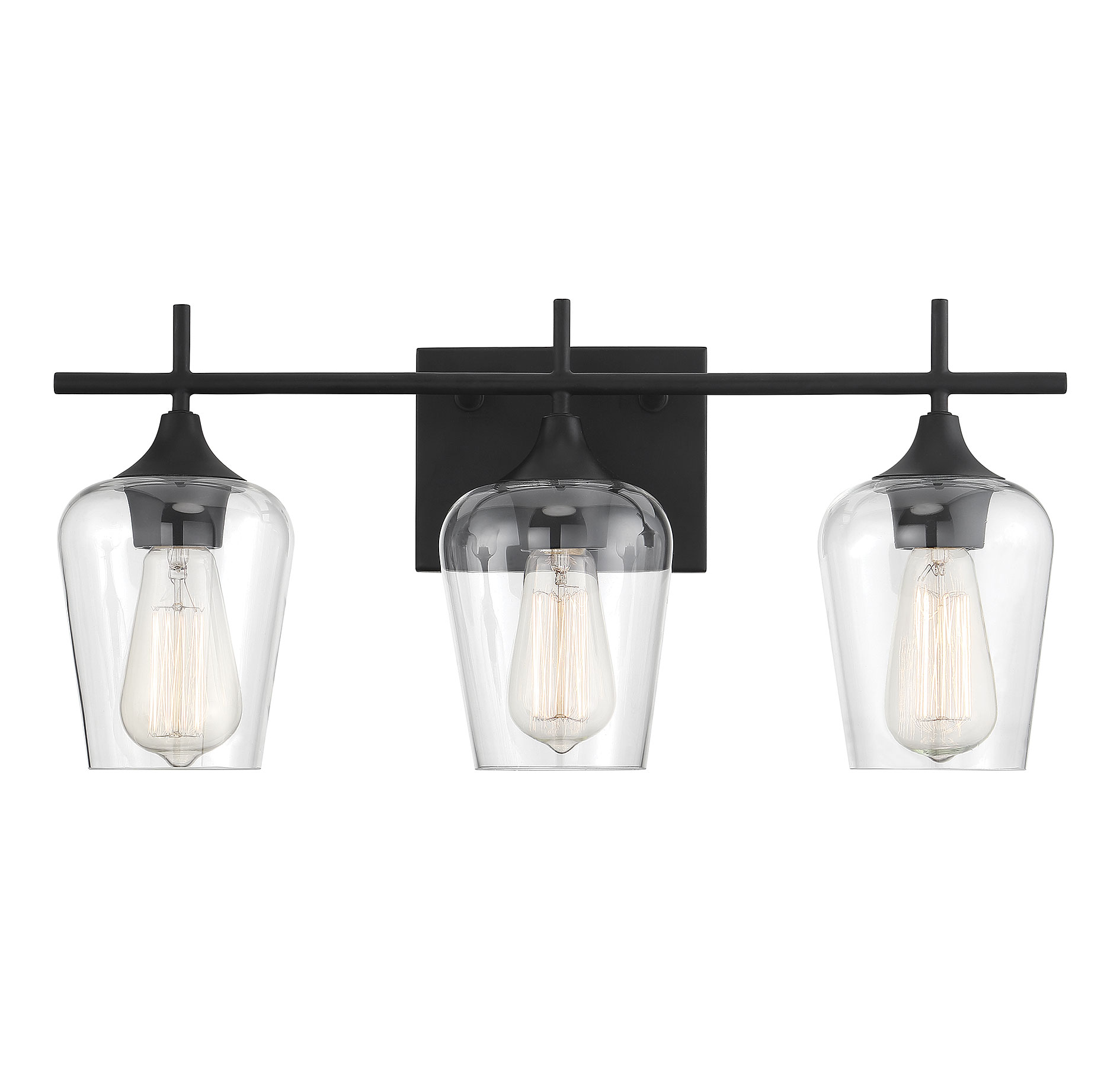 Modern Farmhouse 3-Light Industrial Bathroom Vanity Light, Bath Bar with Clear - Picture 6 of 31