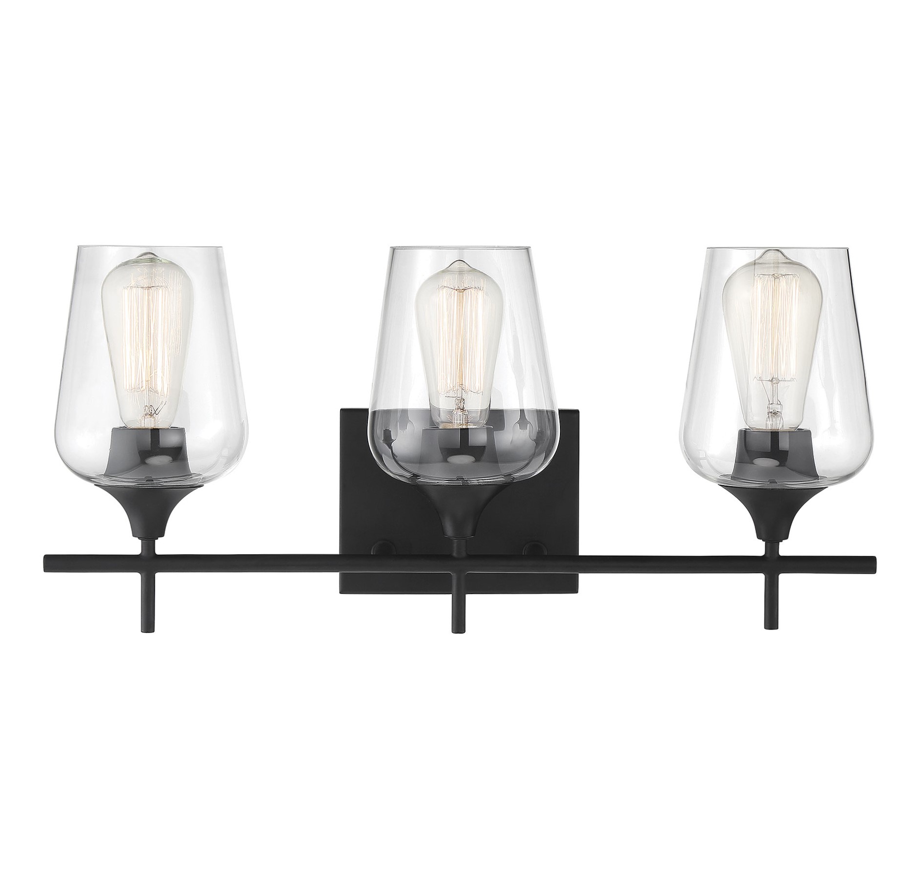Modern Farmhouse 3-Light Industrial Bathroom Vanity Light, Bath Bar with Clear - Picture 7 of 31