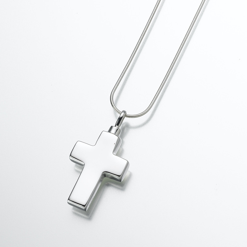 Image of Large Silver Cross Cremation Pendant, Jewelry Gray