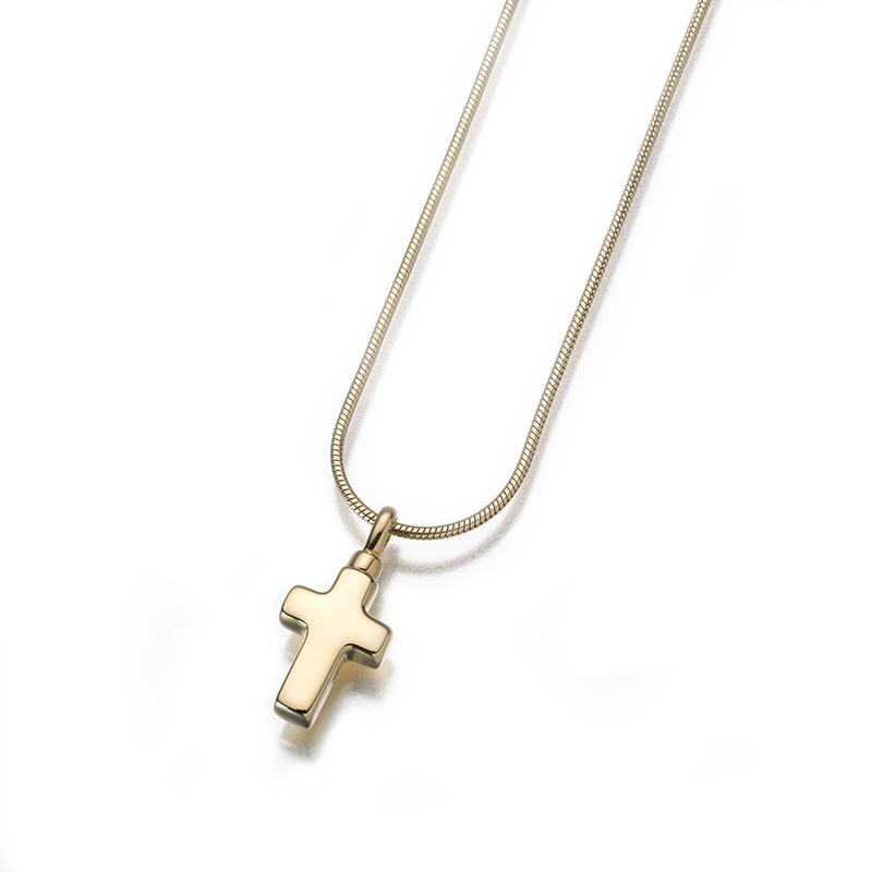 Image of Gold Cross Cremation Pendant, Jewelry Yellow
