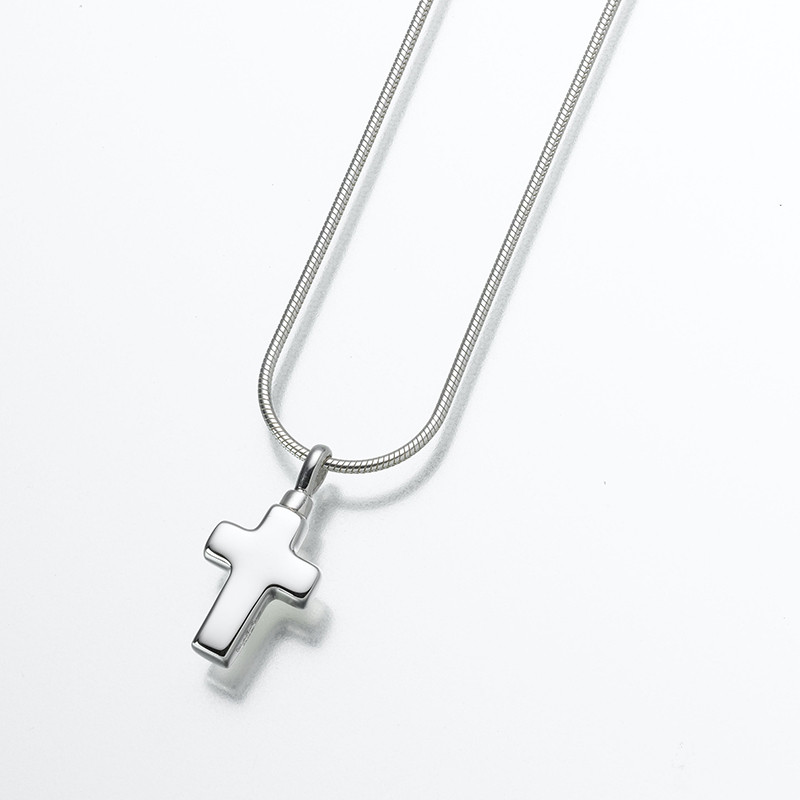 Image of Sterling Silver Cross Cremation Pendant, Jewelry Gray