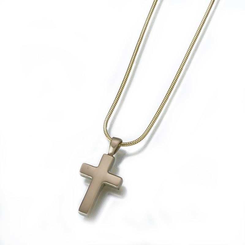 Image of Bronze Cross Memorial Necklace, Brass Brown