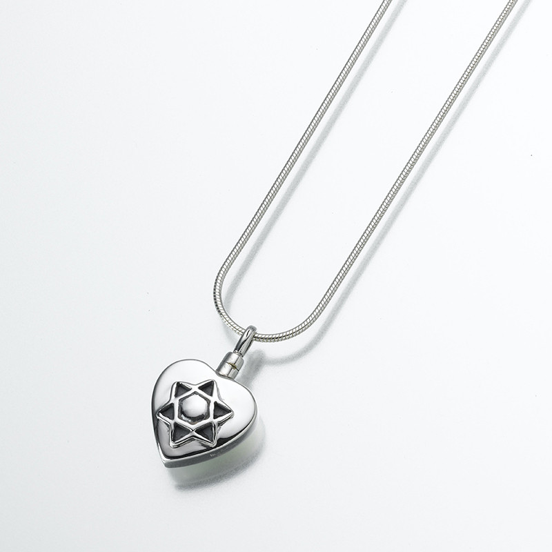 Image of Sterling Silver Star of David Memorial Necklace Gray