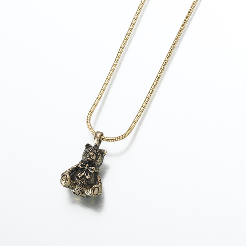 Image of Teddy Bear Cremation Pendant - Bronze, Jewelry Brown