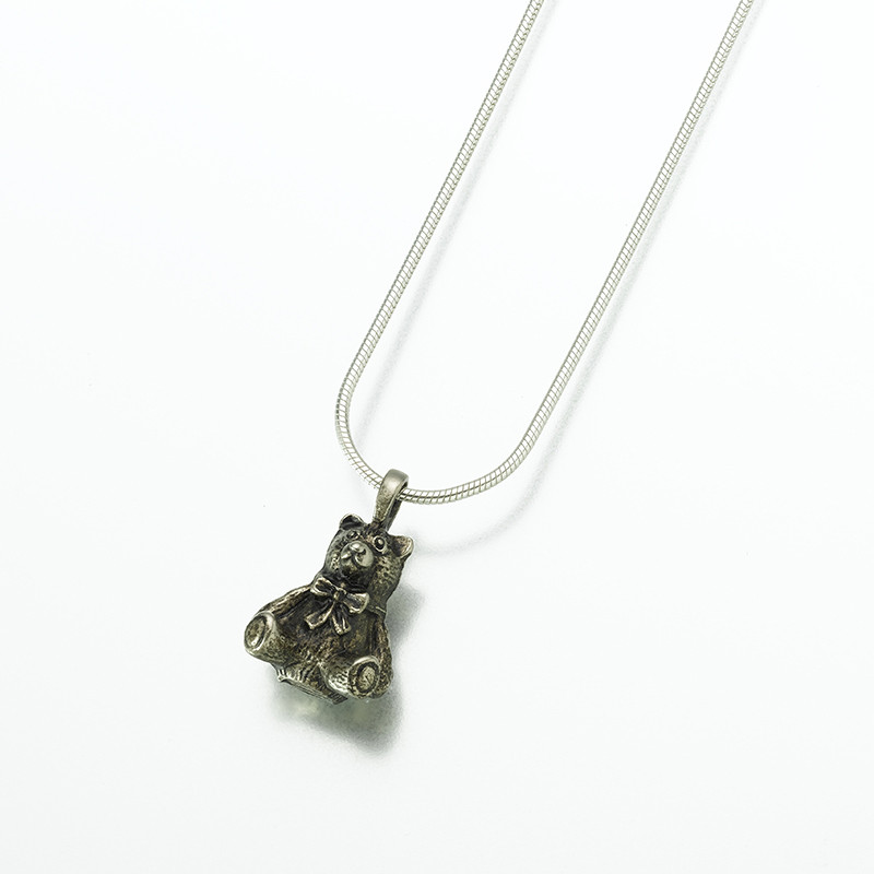 Image of Teddy Bear Cremation Pendant - White Bronze, Jewelry Brown
