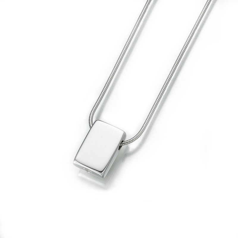 Image of Silver Rectangle Slide Cremation Pendant, Jewelry Gray