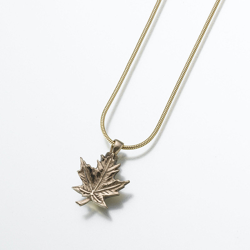 Image of Maple Leaf Cremation Necklace - Bronze Brown