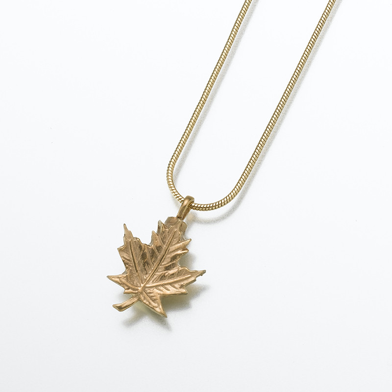Image of Maple Leaf Cremation Necklace - Gold Vermeil Yellow