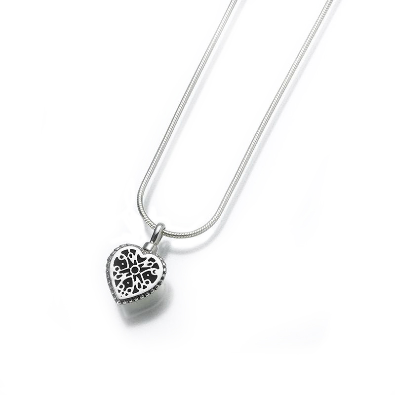 Image of Silver Lattice Heart Cremation Pendant, Jewelry Gray