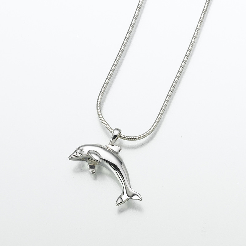 Image of Sterling Silver Dolphin Cremation Necklace Gray