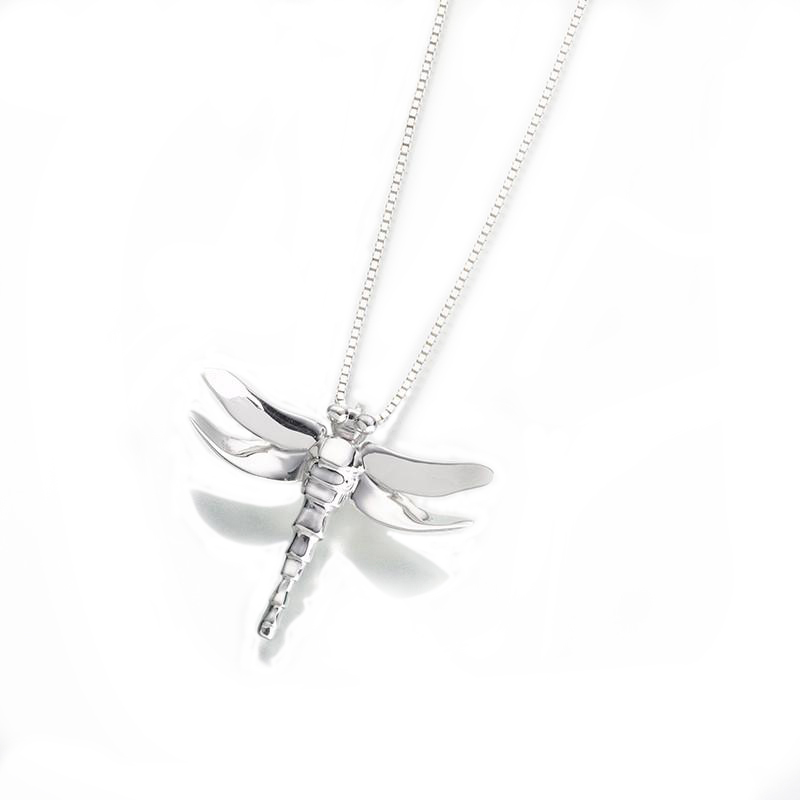 Image of Silver Dragonfly Memorial Necklace Gray