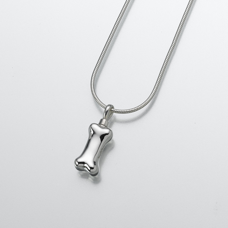 Image of Dog Bone Urn Necklace - Sterling Silver Gray