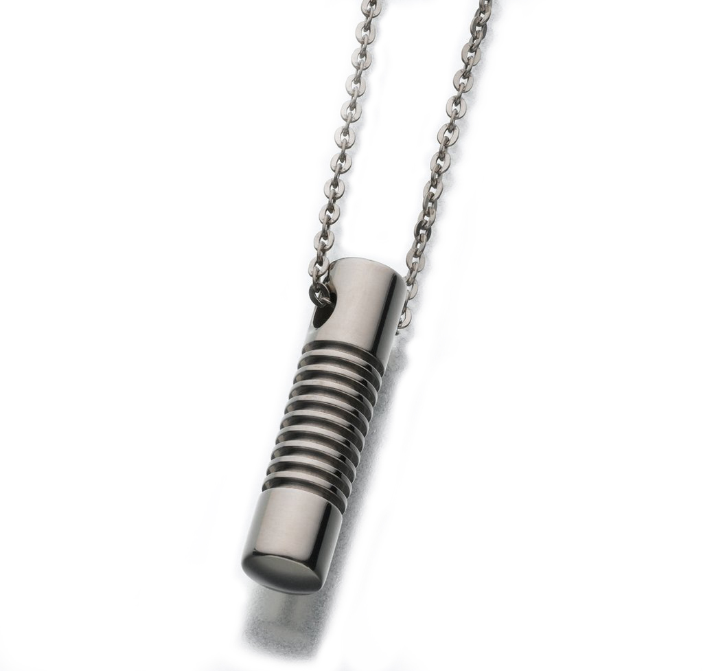 Image of Titanium Cylinder Cremation Pendant, Jewelry Silver