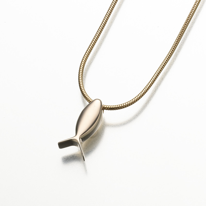 Image of Gold Ichthus Urn Necklace Yellow