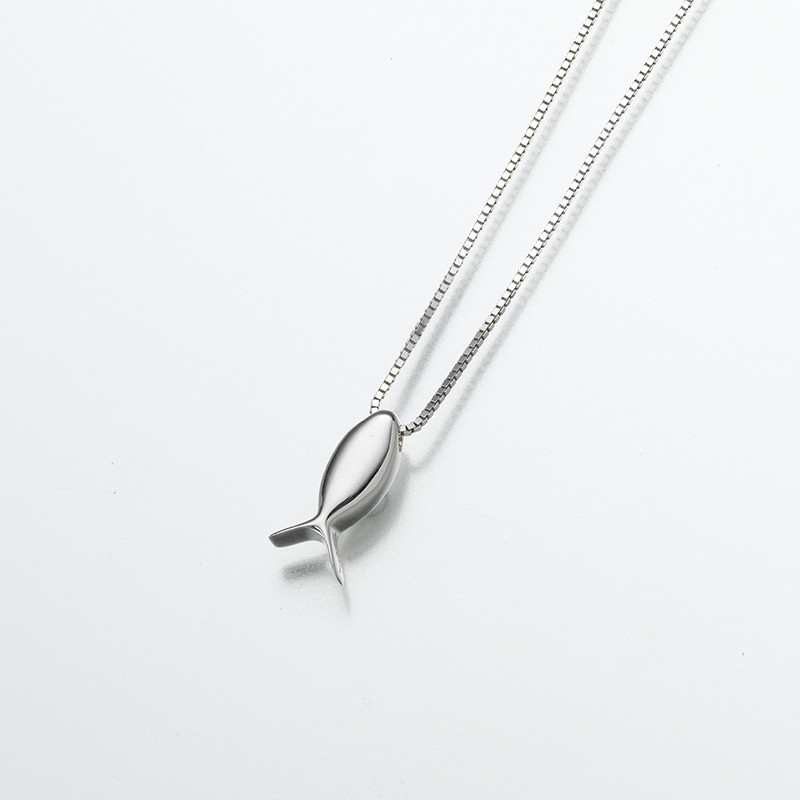 Image of Sterling Silver Ichthus Urn Necklace Gray