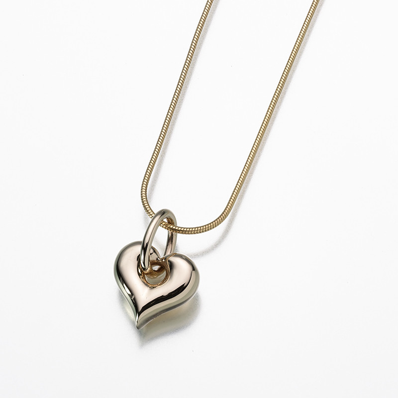 Image of Gold Puff Heart Cremation Pendant, Jewelry Yellow