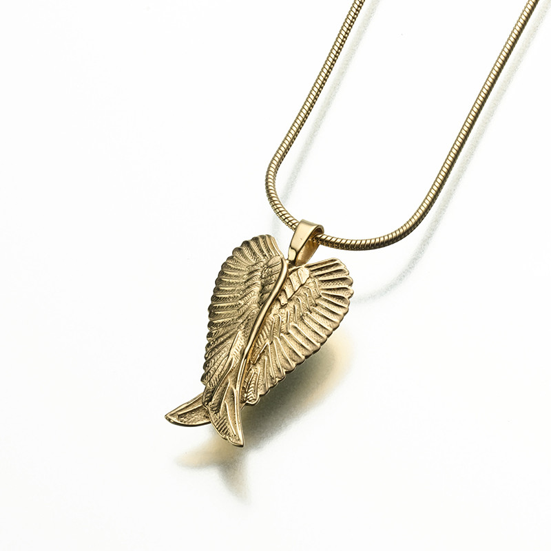 Image of Golden Angel Wings Memorial Necklace Yellow