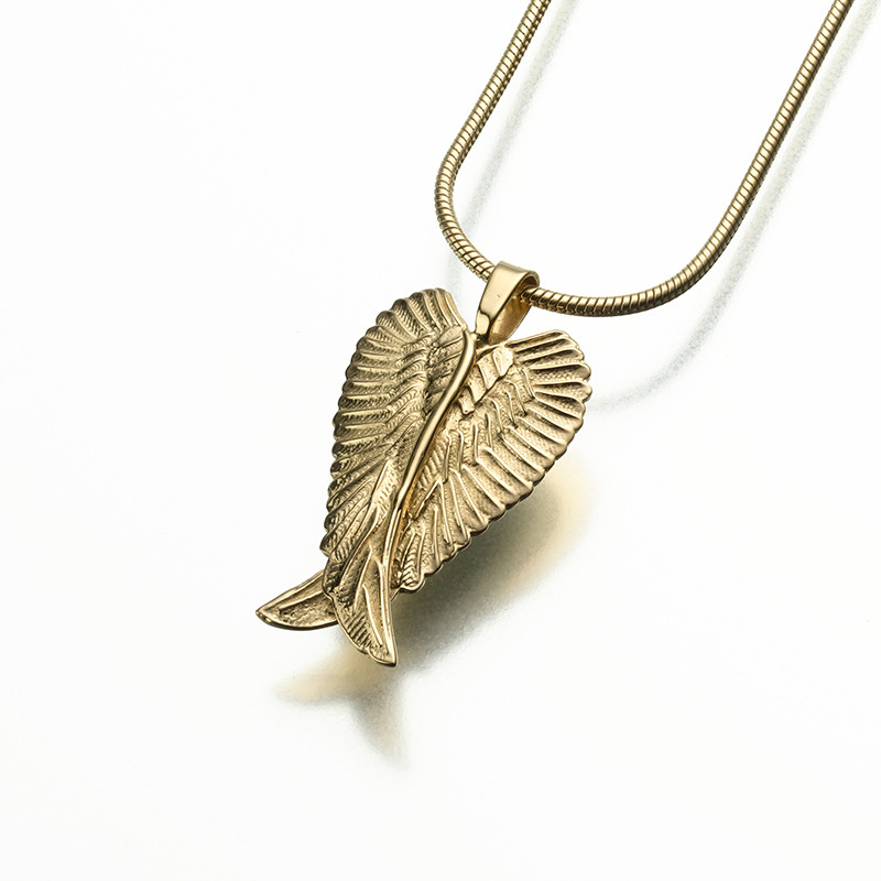 Image of 14K Gold Memorial Angel Wings Pendant, Jewelry Yellow