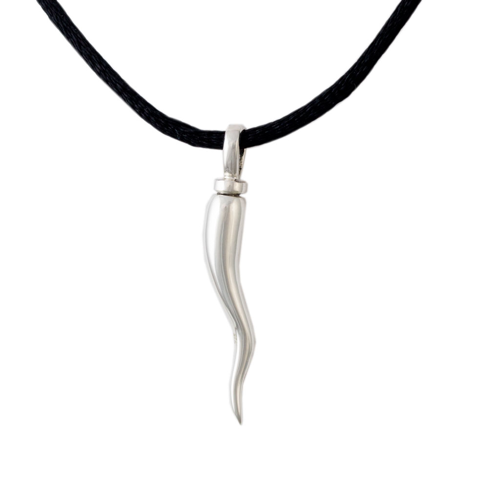 Image of Silver Italian Horn Urn Necklace for Ashes Gray