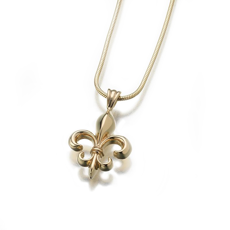 Image of Golden Fleur de Lis Urn Necklace Yellow