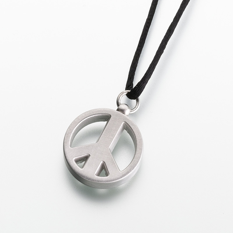 Image of Pewter Peace Sign Cremation Necklace Yellow