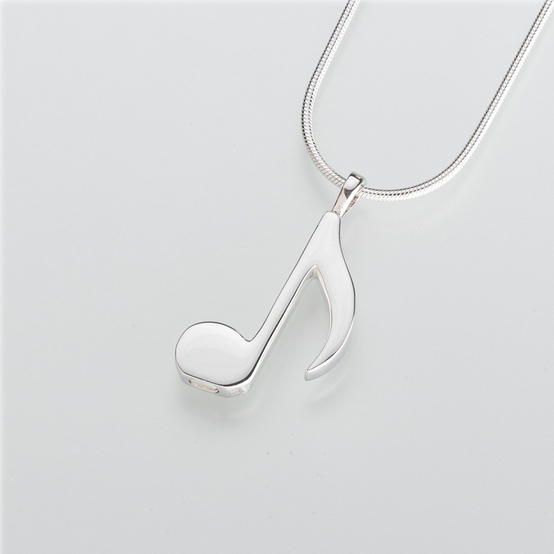 Image of Silver Music Note Memorial Necklace Gray