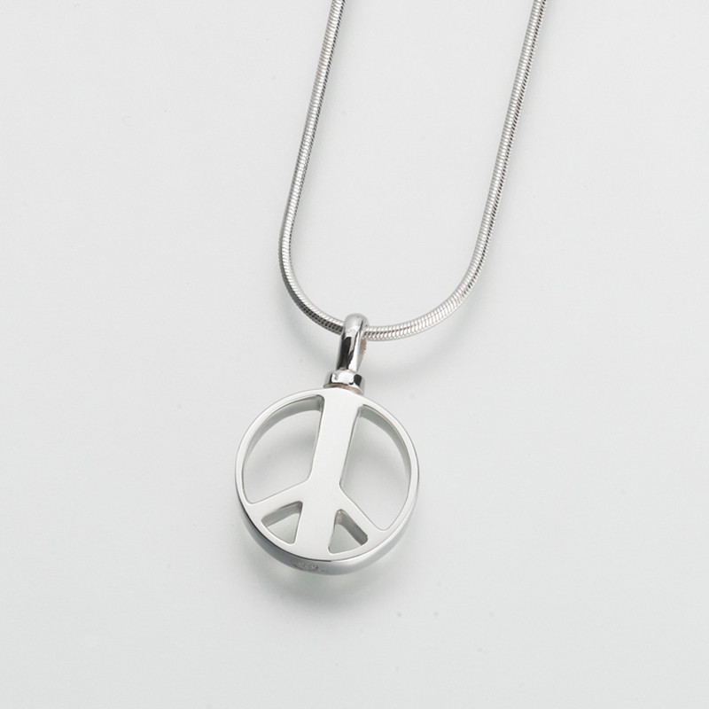 Image of Sterling Silver Peace Sign Cremation Necklace Gray