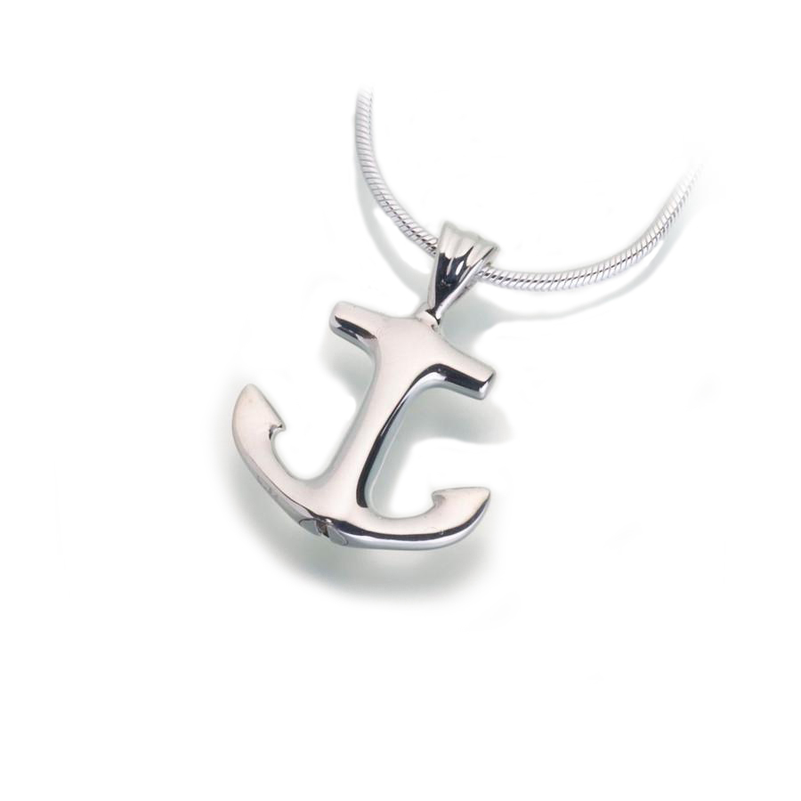 Image of Silver Anchor Cremation Necklace Gray