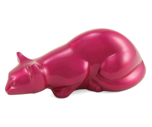Image of Purple Cat Urn - Magenta Pouncing Cat Cremation Urn, Urns for Ashes, Engravable