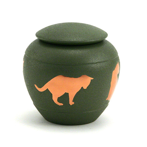 Image of Cat Urn - Silhouette Cat Cremation Urn - Fern Brown, Urns for Ashes