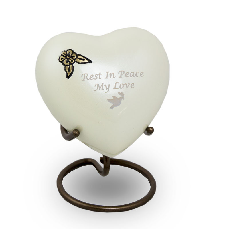 Image of Artisan Heart Cremation Keepsake - Pearl, Pearl White