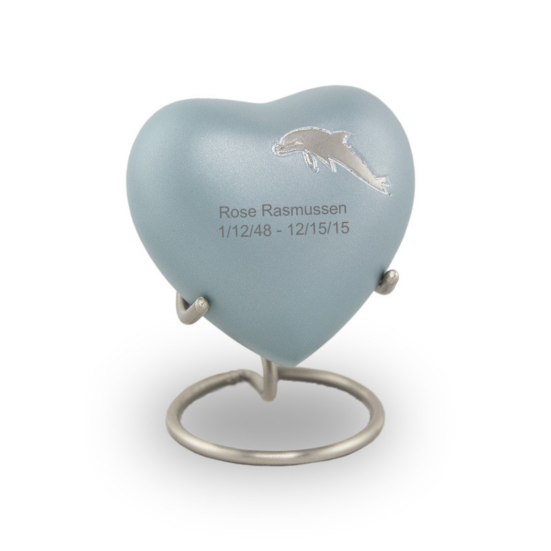 Image of Aria Dolphin Heart Cremation Keepsake Blue