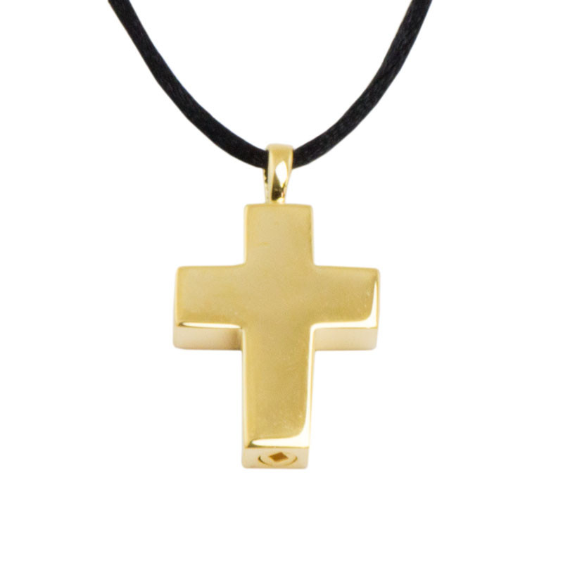 Image of Gold Cross Cremation Urn Pendant, Jewelry Yellow, Urns for Ashes