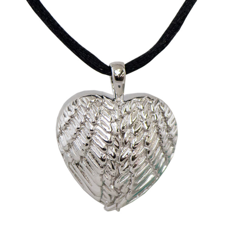 Image of Sterling Silver Angel Wing Cremation Necklace Gray