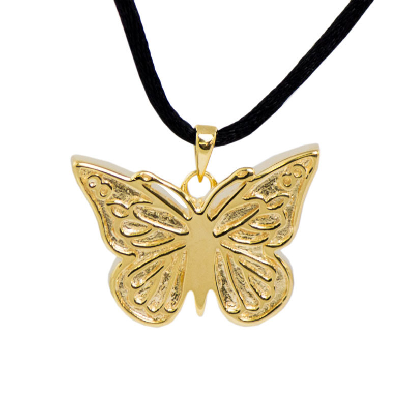 Image of Butterfly Cremation Urn Pendant - Gold Vermeil, Jewelry Yellow, Urns for Ashes