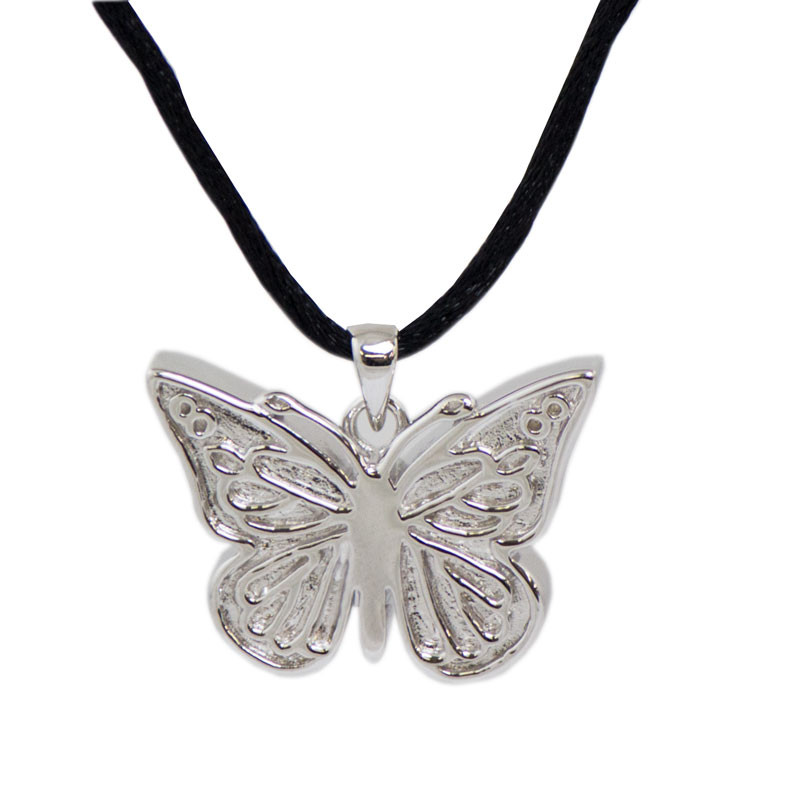 Image of Sterling Silver Butterfly Cremation Necklace Gray