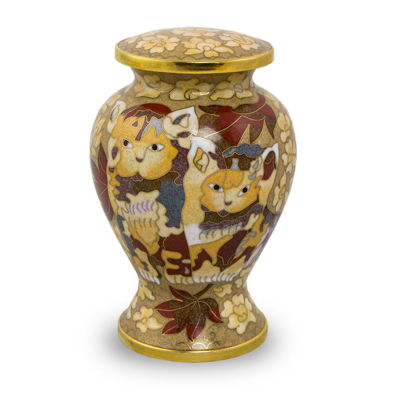 Image of Cat Urn - Cloisonne Cat Urn - Brown, Urns for Ashes