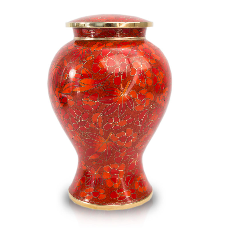 Image of Autumn Leaves Cloisonne Cremation Urn, Urns for Ashes