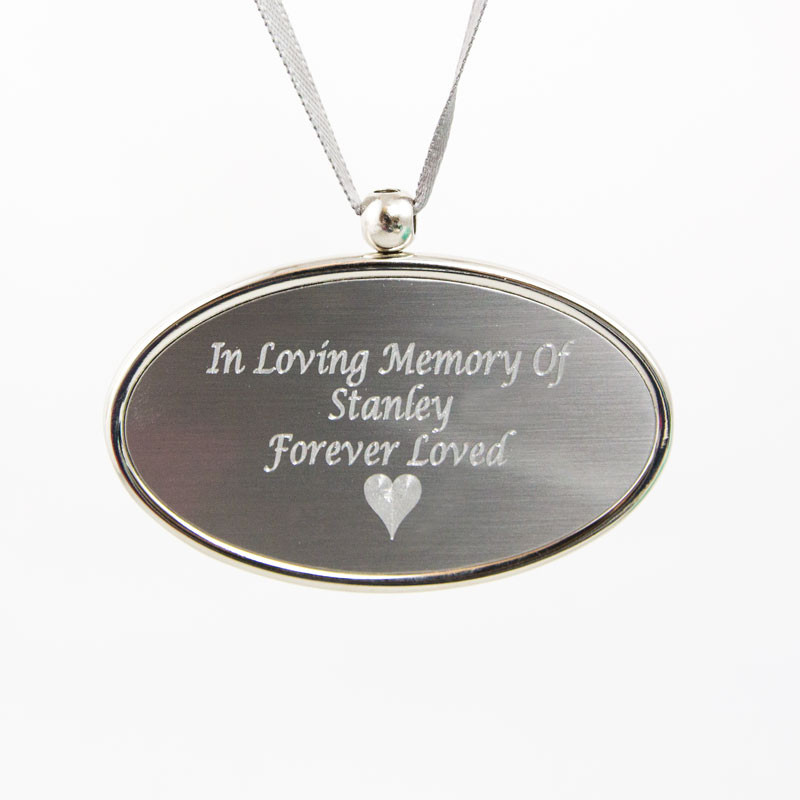 Image of Silver Oval Pendant with Engraving, Jewelry Gray