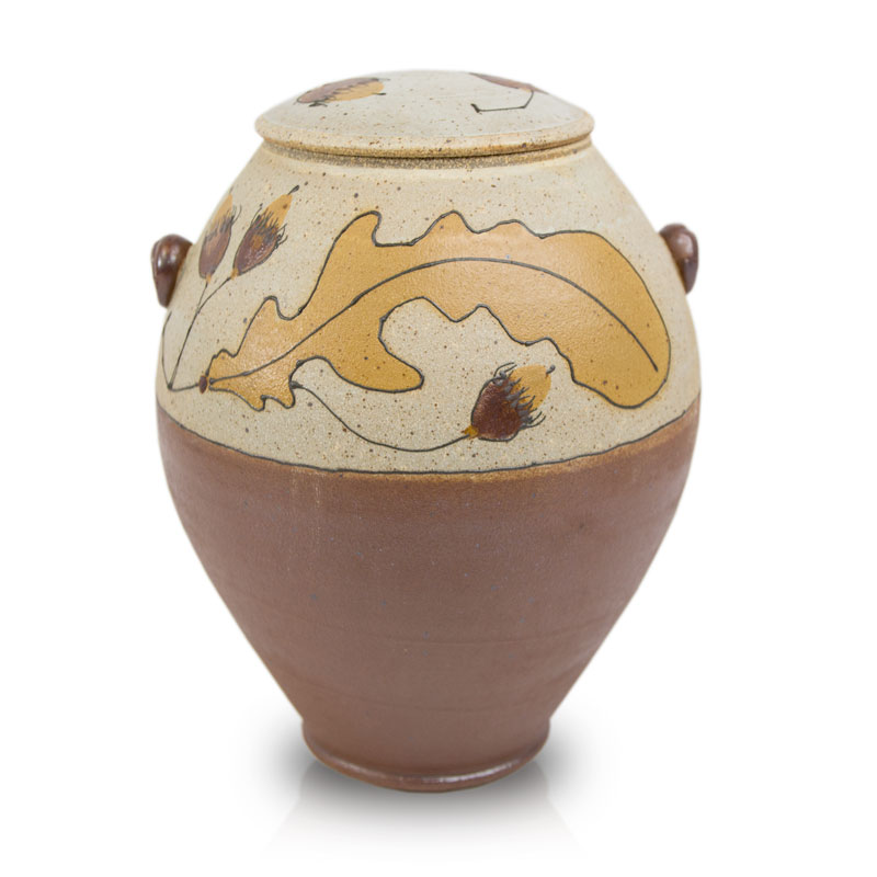 Image of Autumn Acorn Ceramic Cremation Urn, Urns for Ashes Yellow