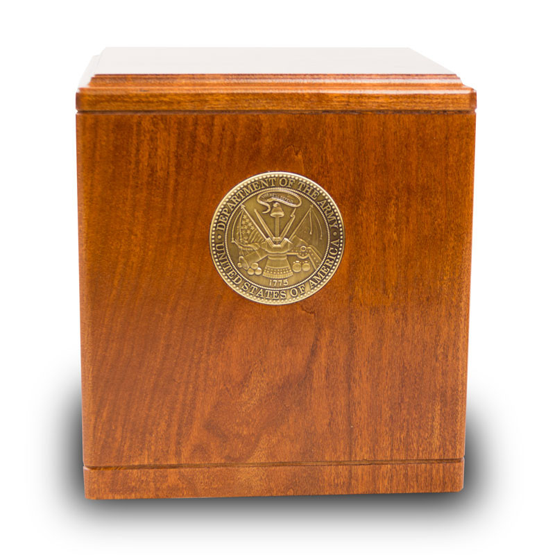 Image of Army Medallion Military Cremation Urn Brown, Urns for Ashes