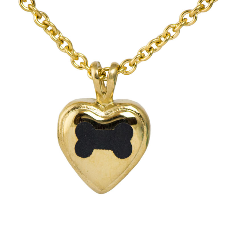 Image of Dog Bone Heart Stainless Steel Cremation Pendant, Jewelry Gray