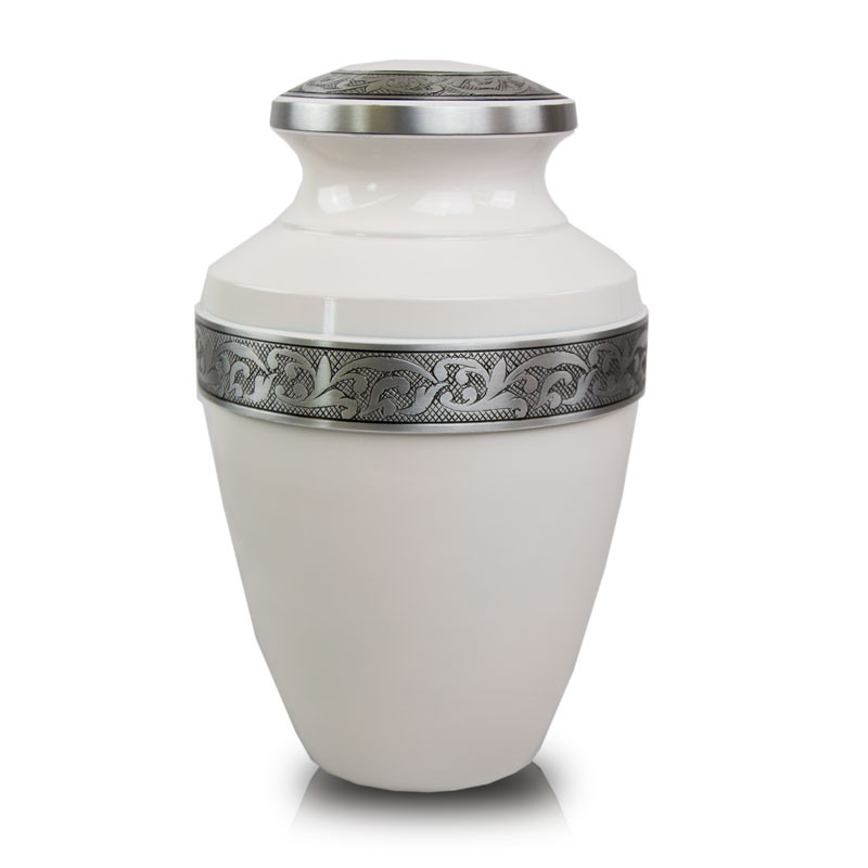 Floral Band Alloy Urns for Human Ashes Large White eBay