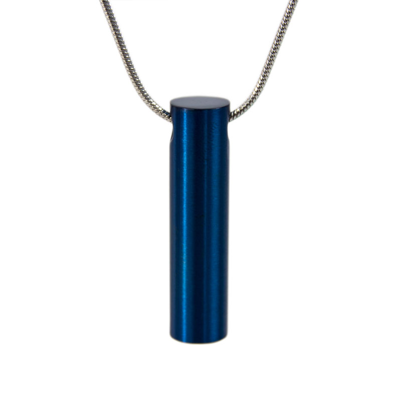 Image of Blue Cylinder Cremation Necklace