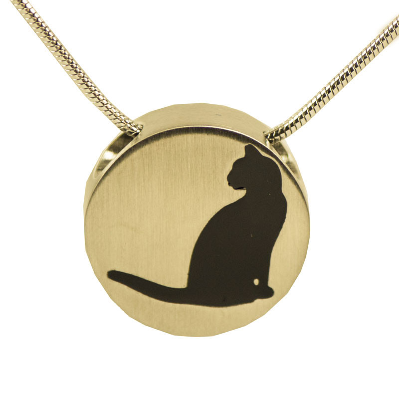 Image of Bronze Cat Cremation Necklace Brown