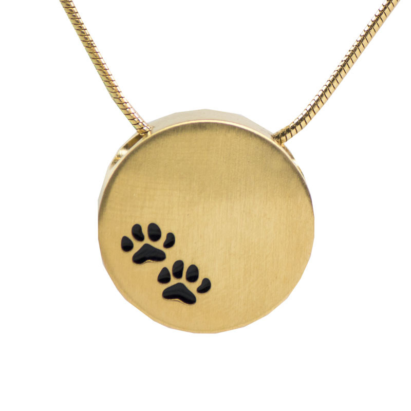 Image of Paw Prints Cremation Necklace - Bronze Brown