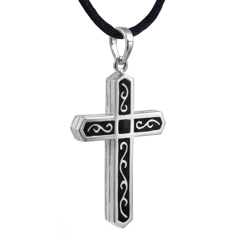 Image of Christian Cross Cremation Pendant - Sterling Silver, Jewelry Gray
