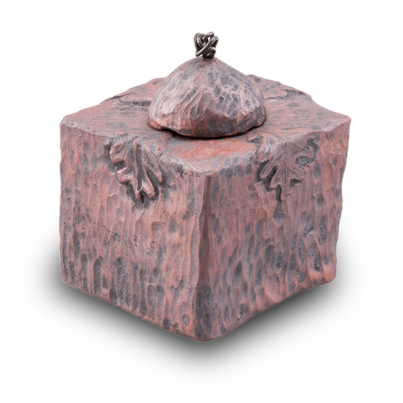 Image of Acorn and Oaks Ceramic Cremation Keepsake Urn Yellow, Urns for Ashes