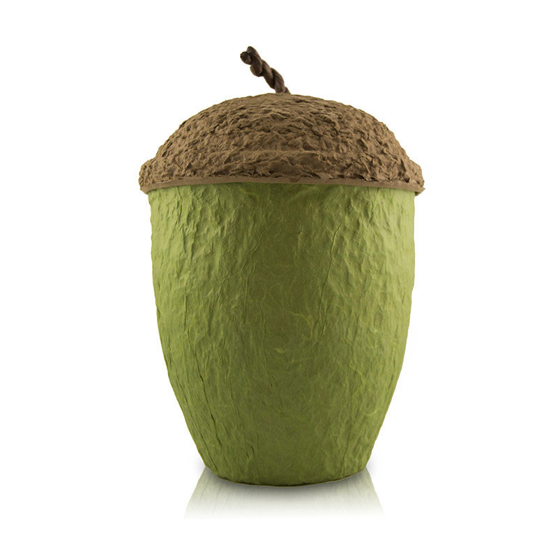 Image of Acorn Biodegradable Cremation Urn - Moss Green Yellow, Urns for Ashes